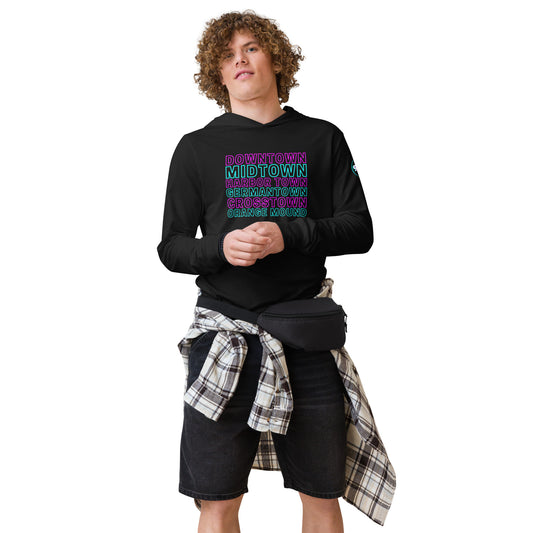 Towns and Mounds Hooded long-sleeve tee